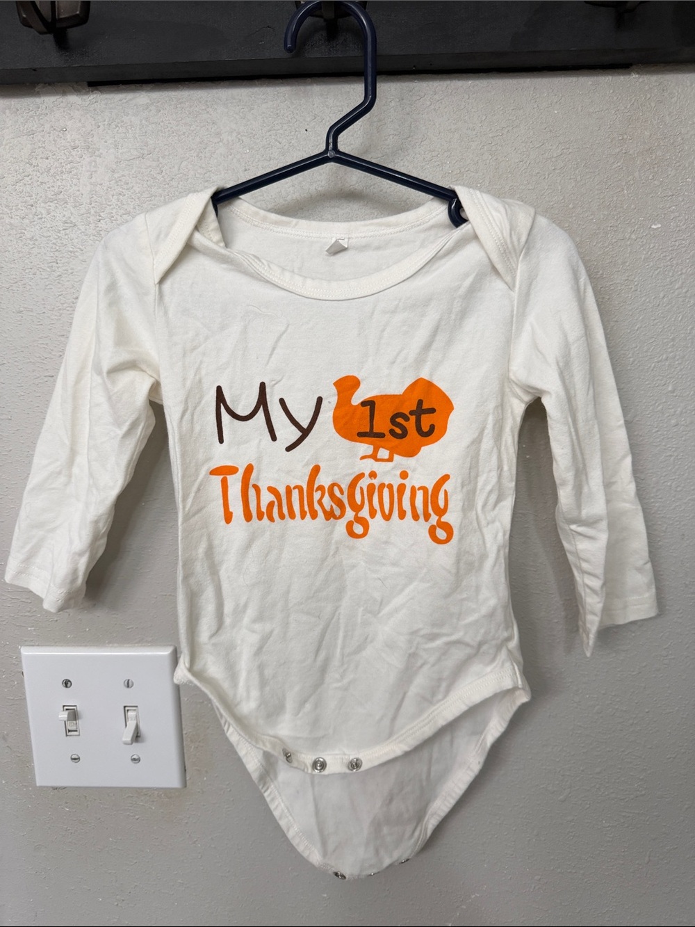 My 1st Thanksgiving Cream Baby Bodysuit - Orange Print